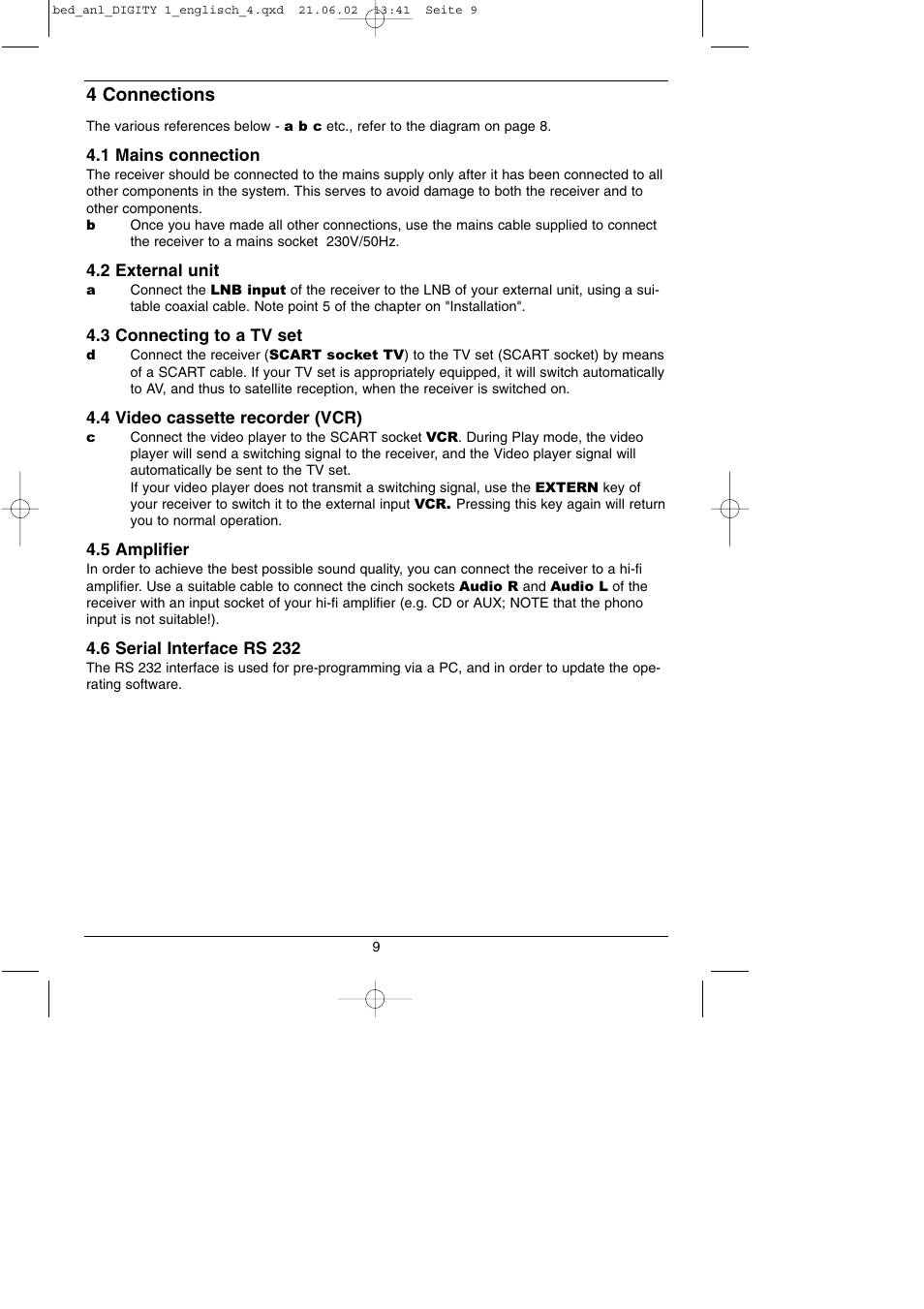 4 connections | TechniSat DIGITY 1 User Manual | Page 9 / 38