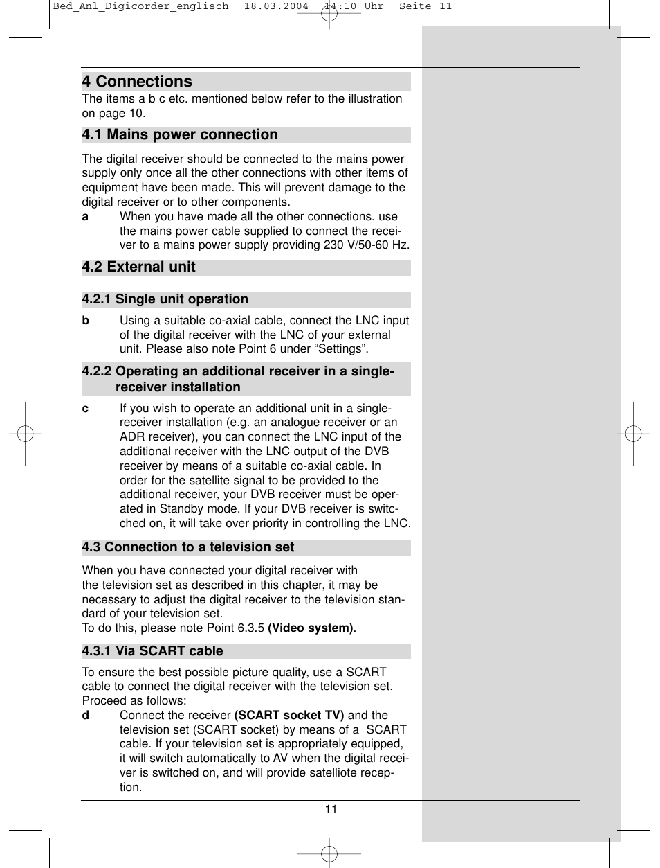 4 connections | TechniSat DigiCorder S1 User Manual | Page 11 / 78