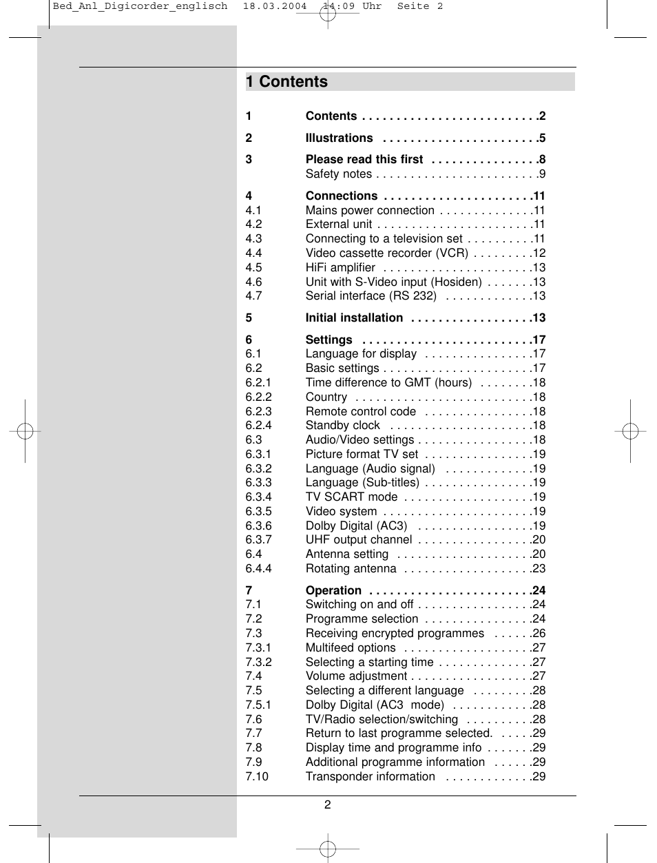 1 contents | TechniSat DigiCorder S1 User Manual | Page 2 / 78