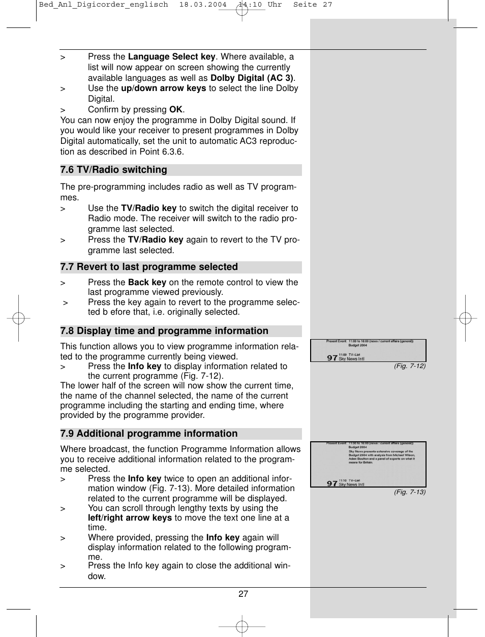 TechniSat DigiCorder S1 User Manual | Page 27 / 78