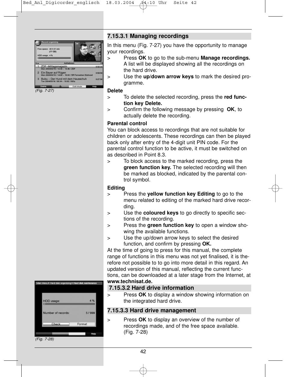 TechniSat DigiCorder S1 User Manual | Page 42 / 78