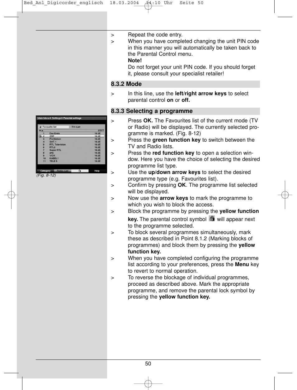 TechniSat DigiCorder S1 User Manual | Page 50 / 78