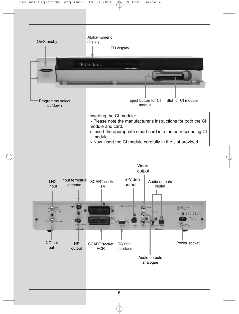 TechniSat DigiCorder S1 User Manual | Page 6 / 78