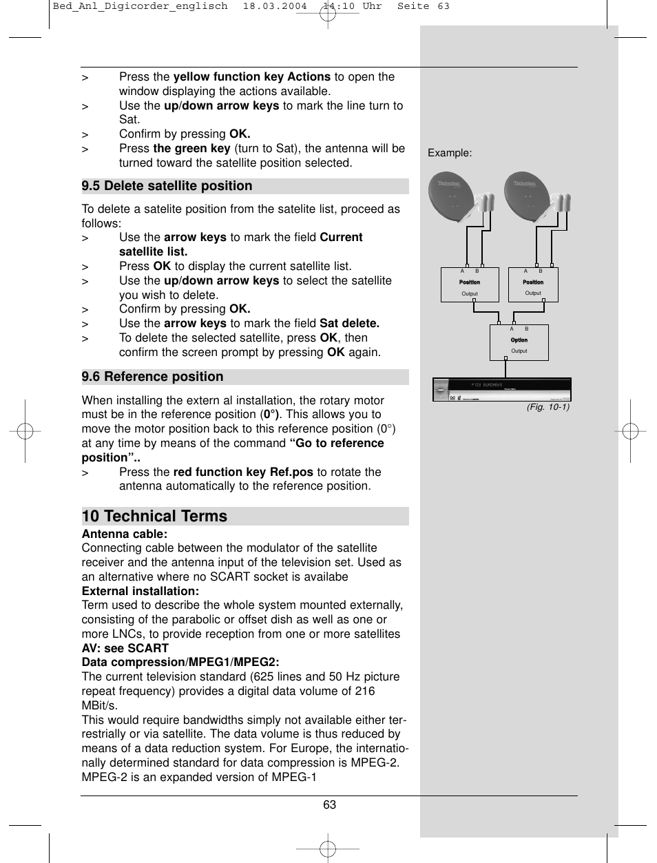 10 technical terms, 5 delete satellite position, 6 reference position | TechniSat DigiCorder S1 User Manual | Page 63 / 78