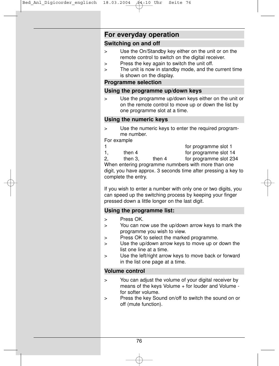 For everyday operation | TechniSat DigiCorder S1 User Manual | Page 76 / 78