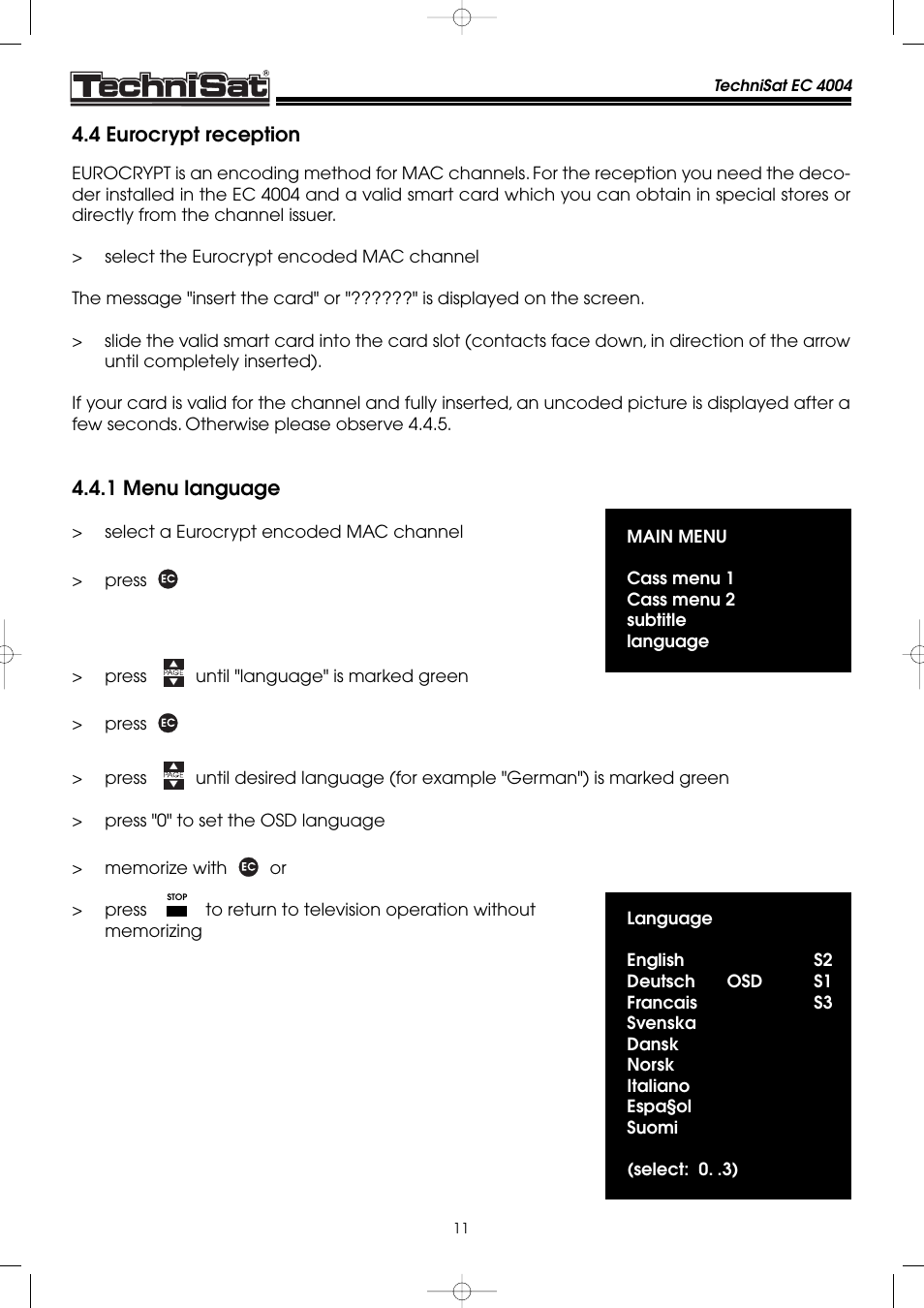 TechniSat EC 4004 User Manual | Page 11 / 35