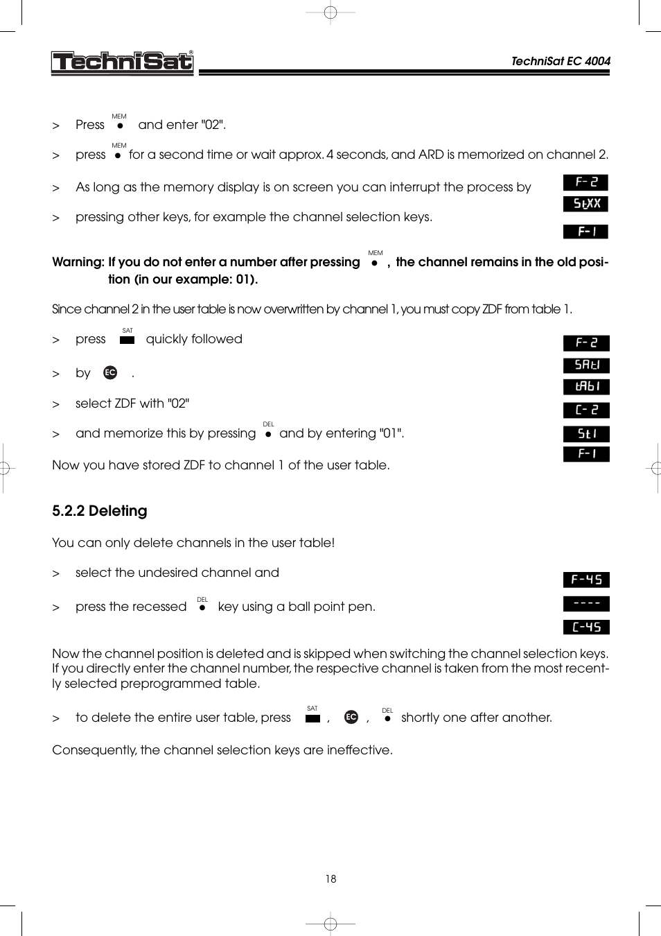 2 deleting | TechniSat EC 4004 User Manual | Page 18 / 35