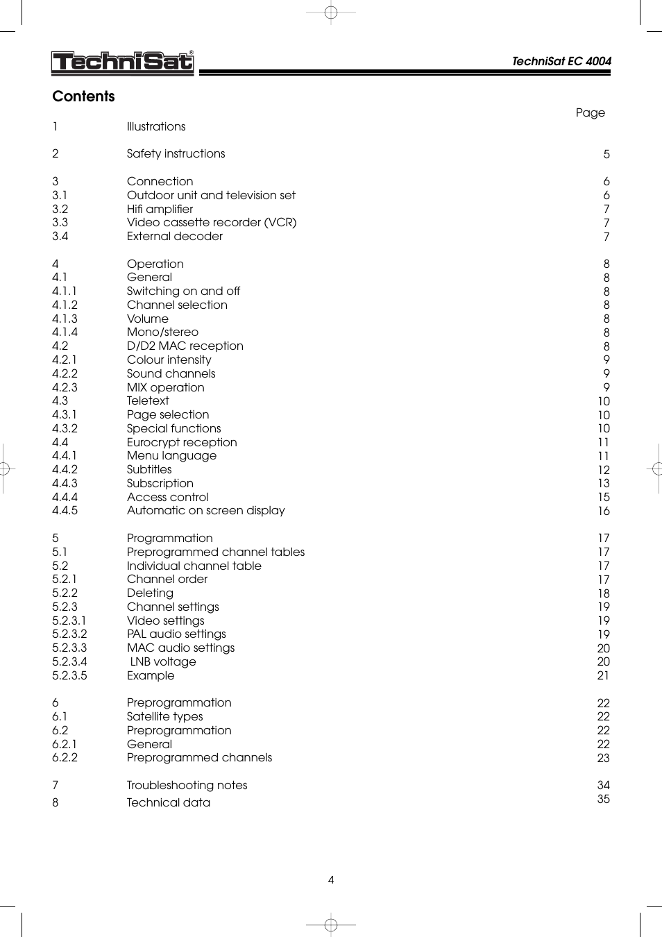 TechniSat EC 4004 User Manual | Page 4 / 35