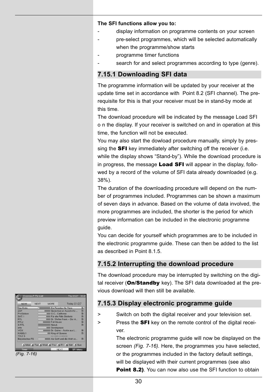 1 downloading sfi data, 2 interrupting the download procedure, 3 display electronic programme guide | TechniSat DIGIT MF4-S User Manual | Page 30 / 74
