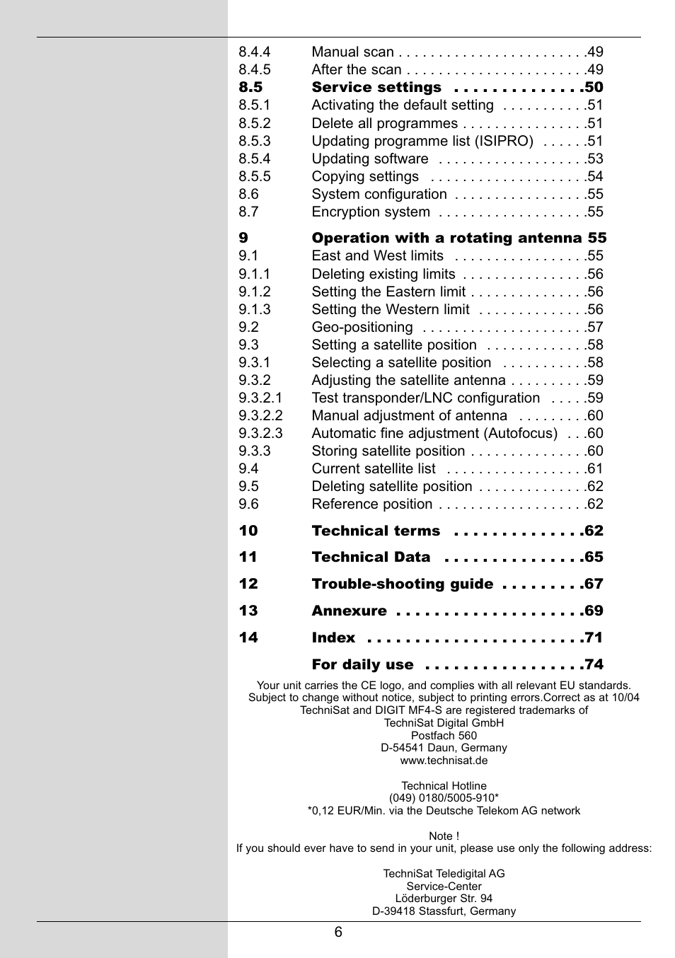 TechniSat DIGIT MF4-S User Manual | Page 4 / 74