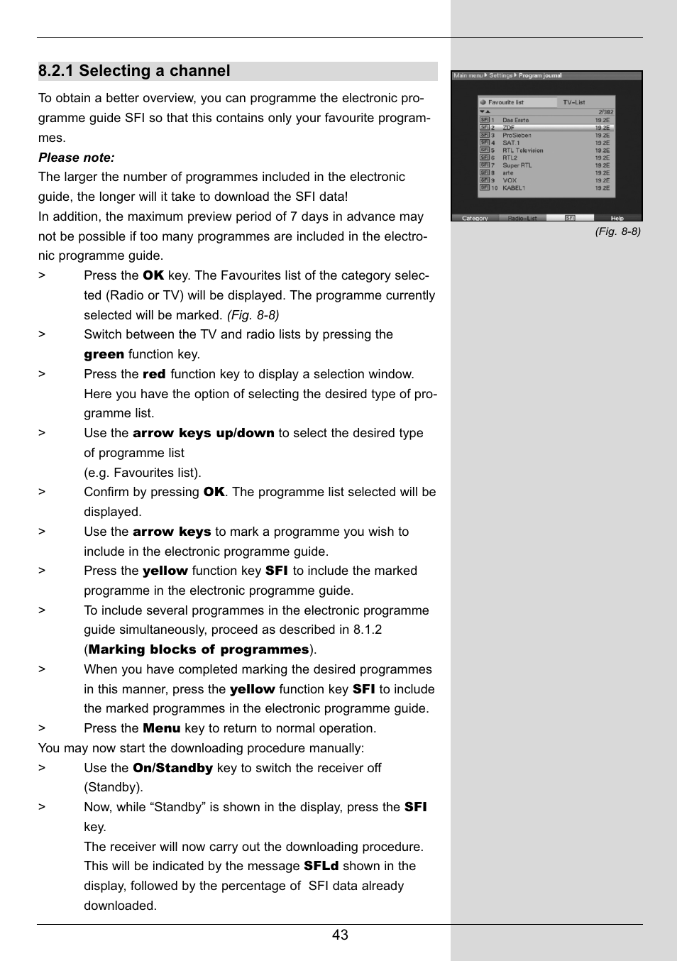 1 selecting a channel | TechniSat DIGIT MF4-S User Manual | Page 43 / 74