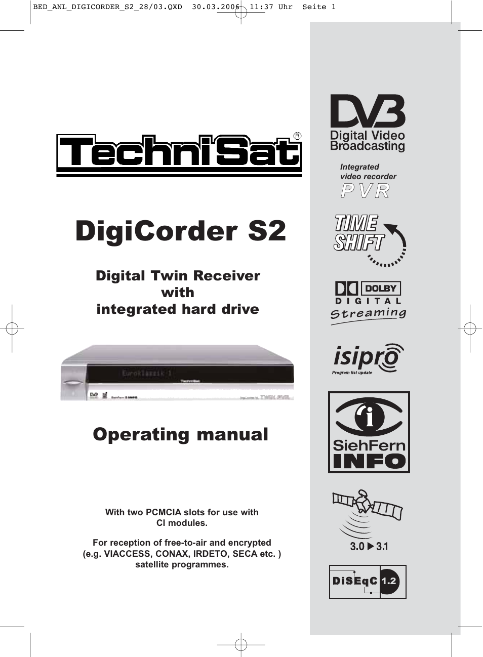 TechniSat DigiCorder S2 User Manual | 112 pages