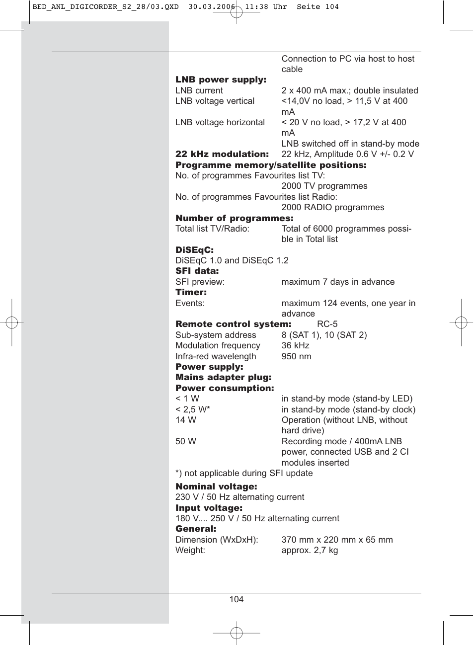 TechniSat DigiCorder S2 User Manual | Page 104 / 112