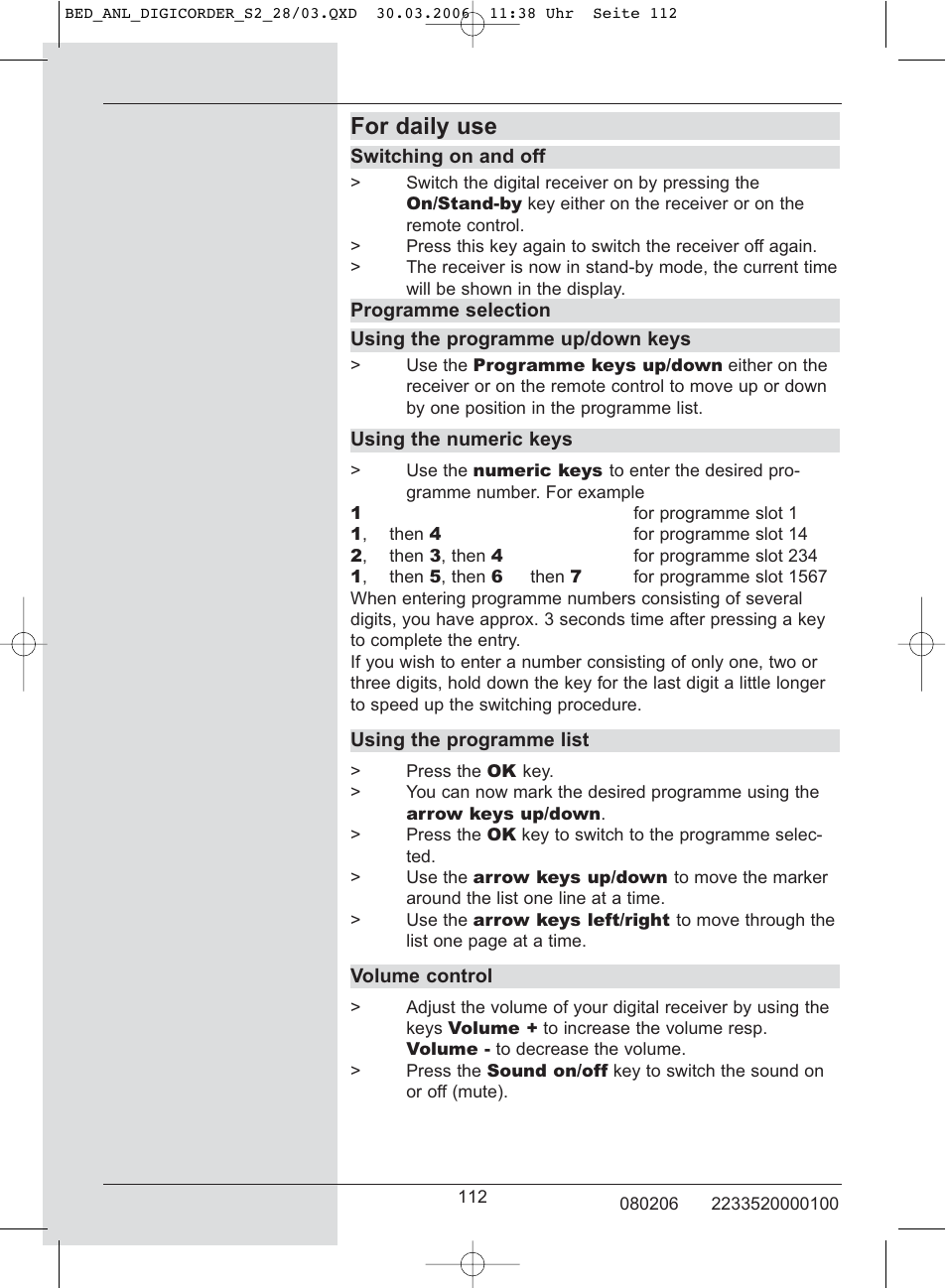 For daily use | TechniSat DigiCorder S2 User Manual | Page 112 / 112