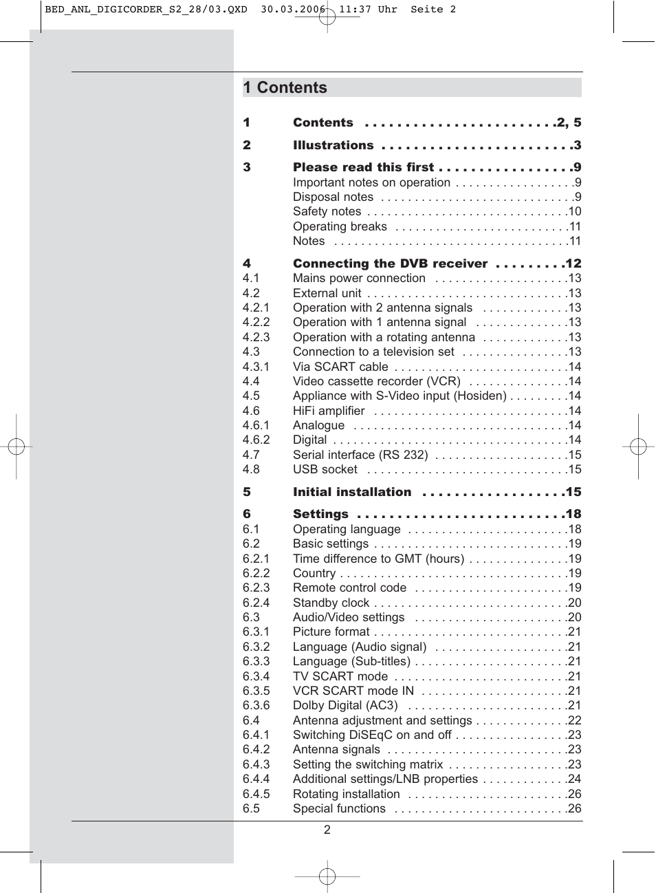 1 contents | TechniSat DigiCorder S2 User Manual | Page 2 / 112