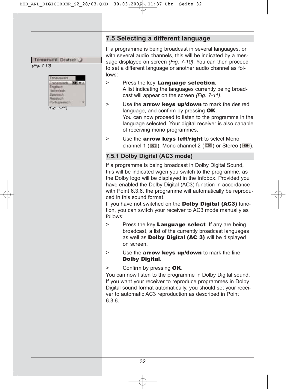 5 selecting a different language | TechniSat DigiCorder S2 User Manual | Page 32 / 112