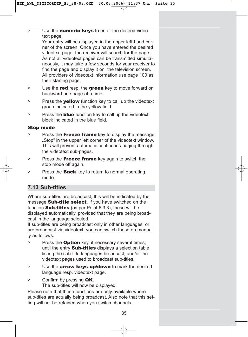 13 sub-titles | TechniSat DigiCorder S2 User Manual | Page 35 / 112