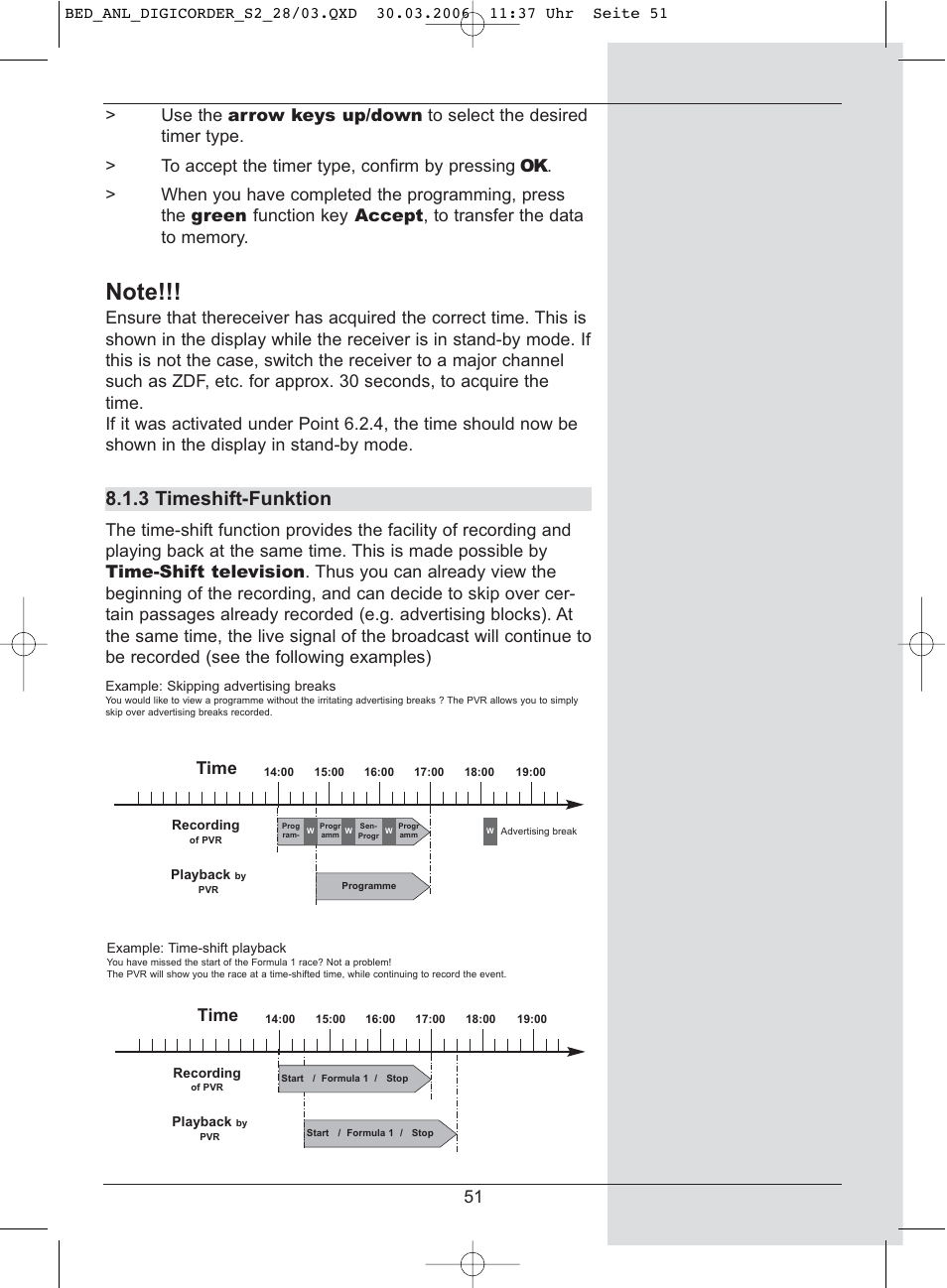 3 timeshift-funktion, Time | TechniSat DigiCorder S2 User Manual | Page 51 / 112