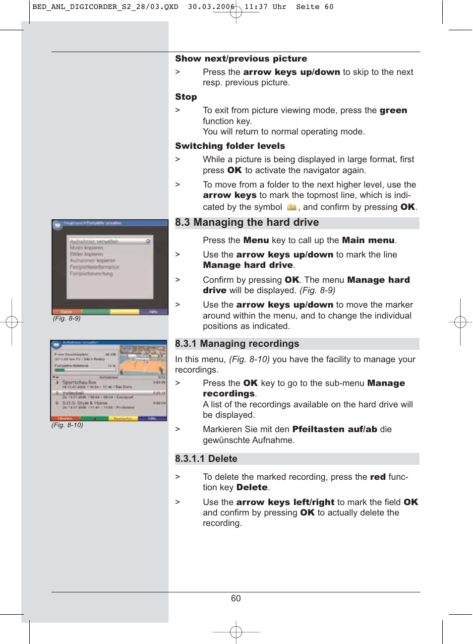 3 managing the hard drive | TechniSat DigiCorder S2 User Manual | Page 60 / 112