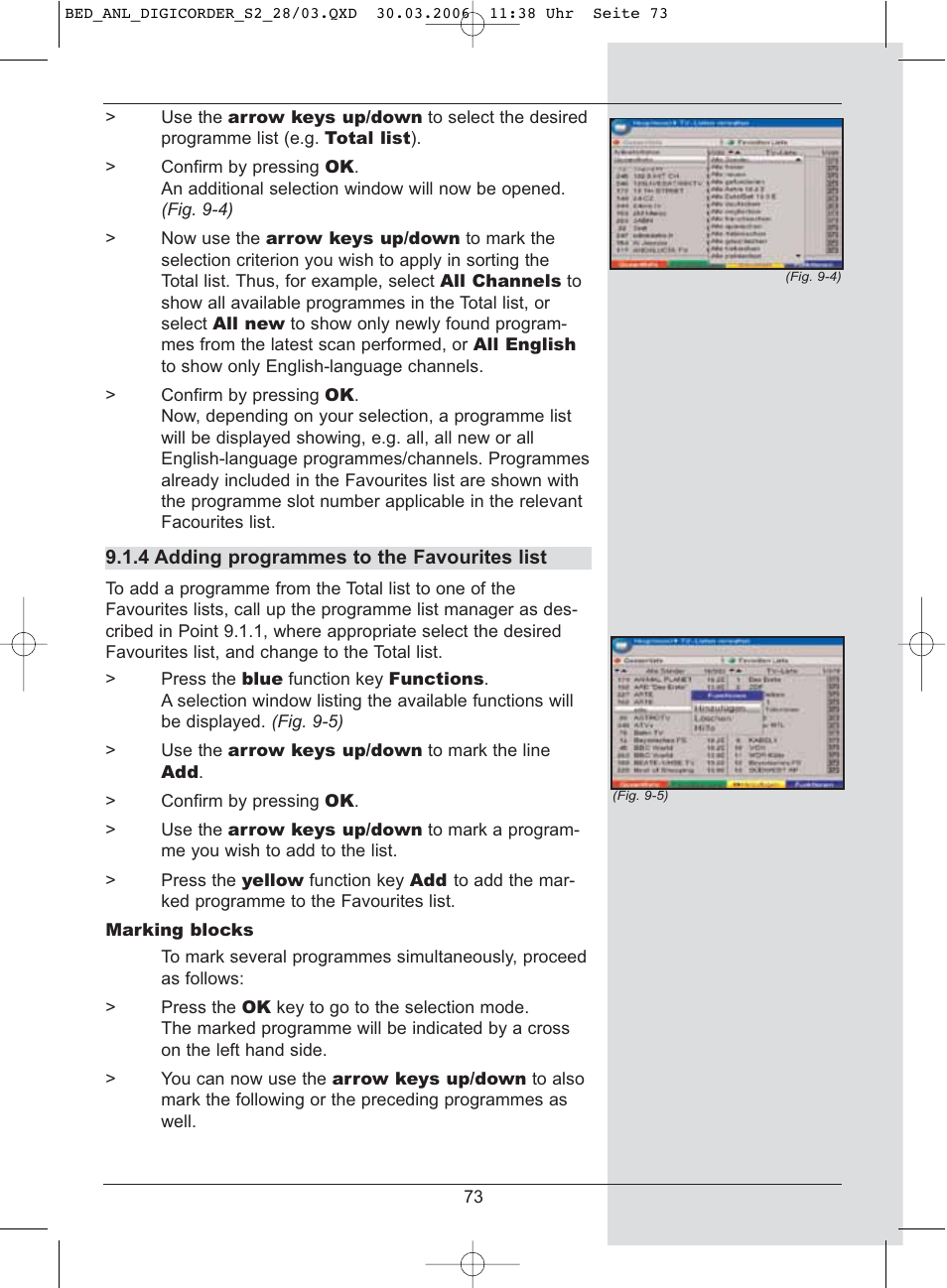 TechniSat DigiCorder S2 User Manual | Page 73 / 112