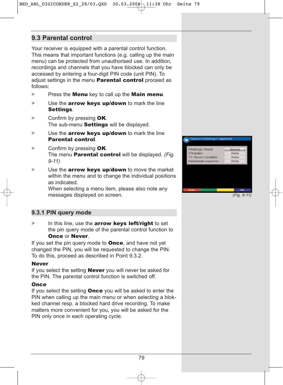 3 parental control | TechniSat DigiCorder S2 User Manual | Page 79 / 112