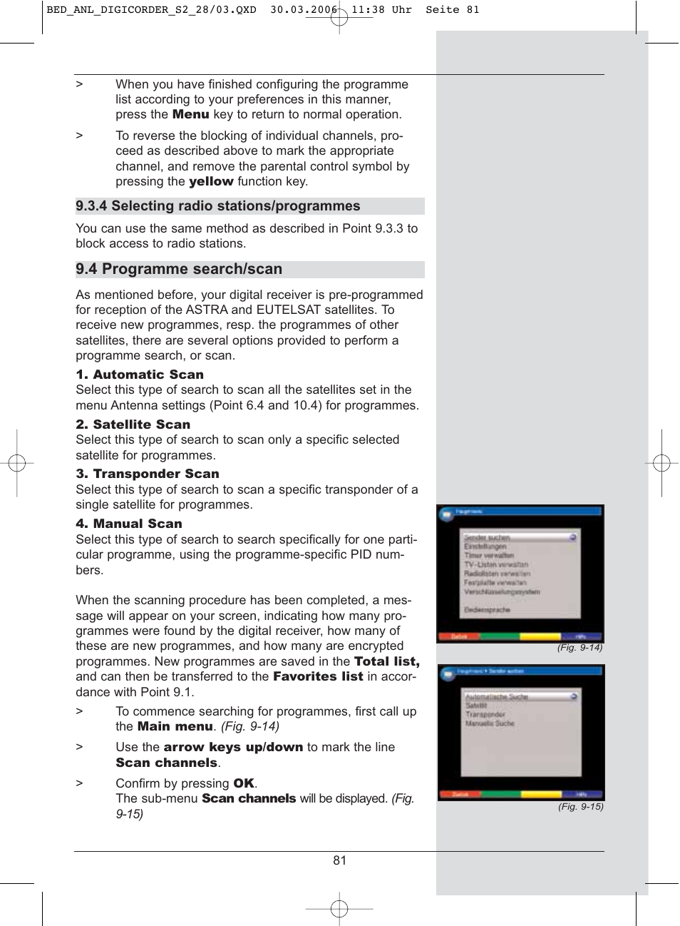 4 programme search/scan | TechniSat DigiCorder S2 User Manual | Page 81 / 112
