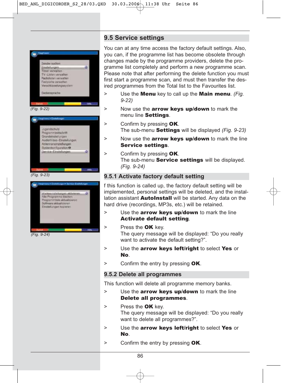 5 service settings | TechniSat DigiCorder S2 User Manual | Page 86 / 112
