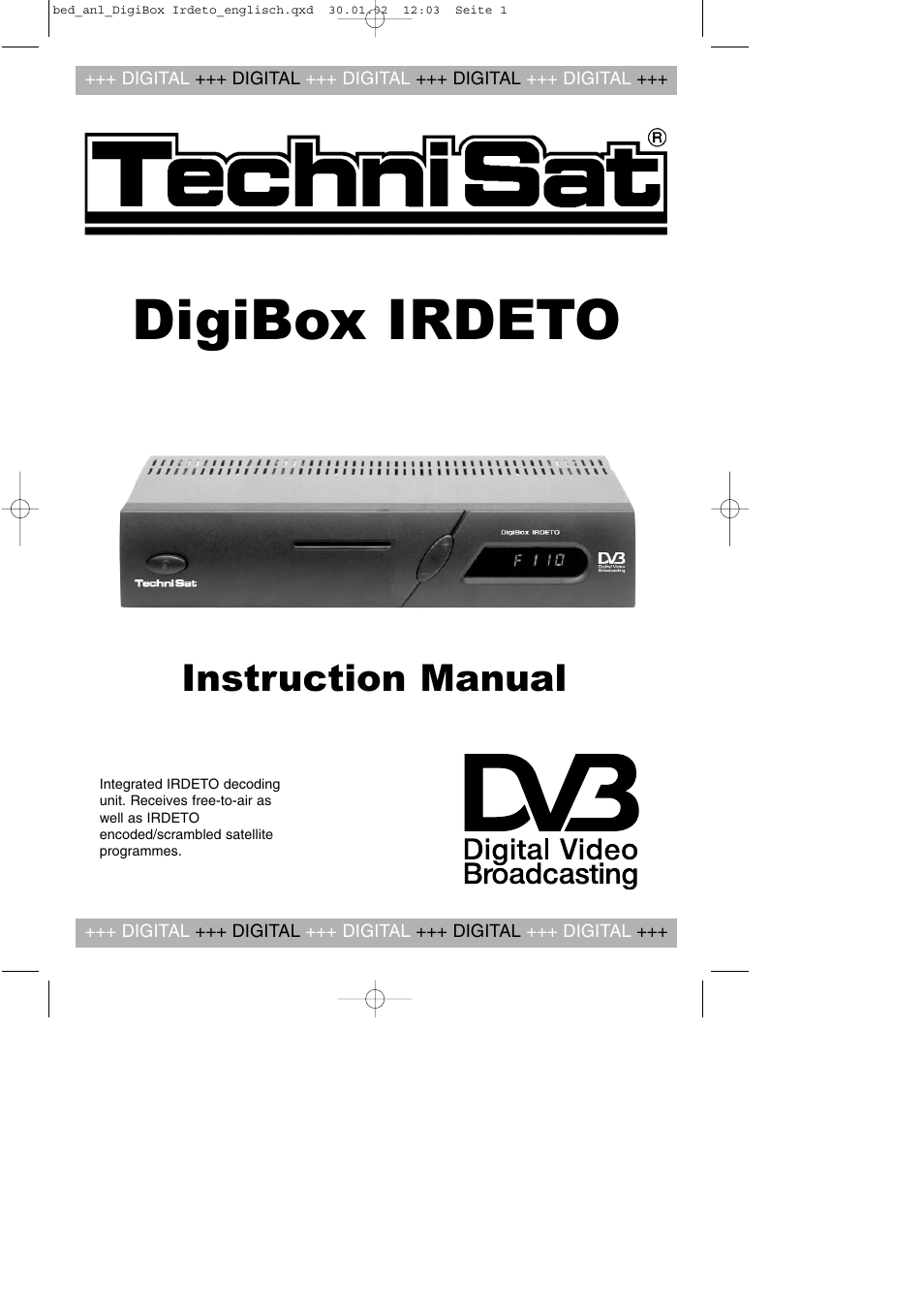 TechniSat DigiBox IRDETO Integrated IRDETO User Manual | 46 pages