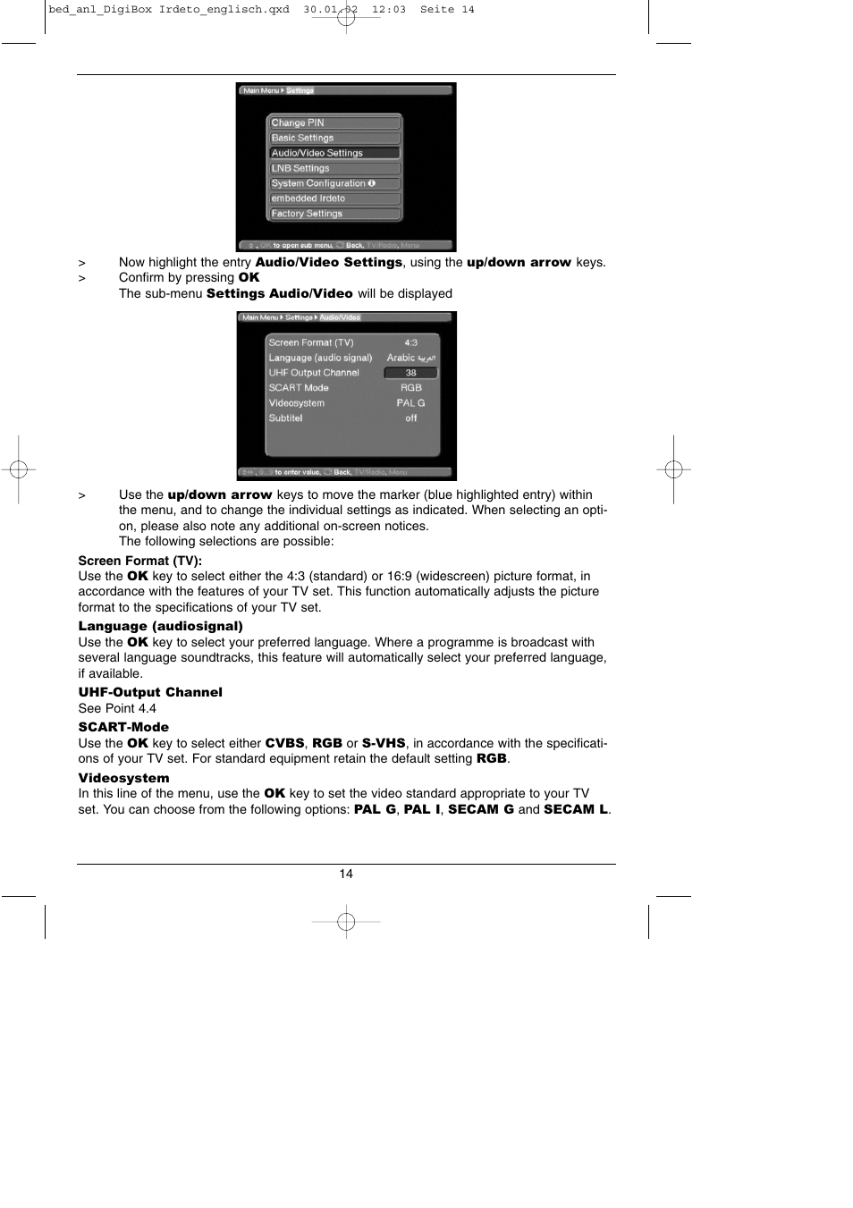 TechniSat DigiBox IRDETO Integrated IRDETO User Manual | Page 14 / 46