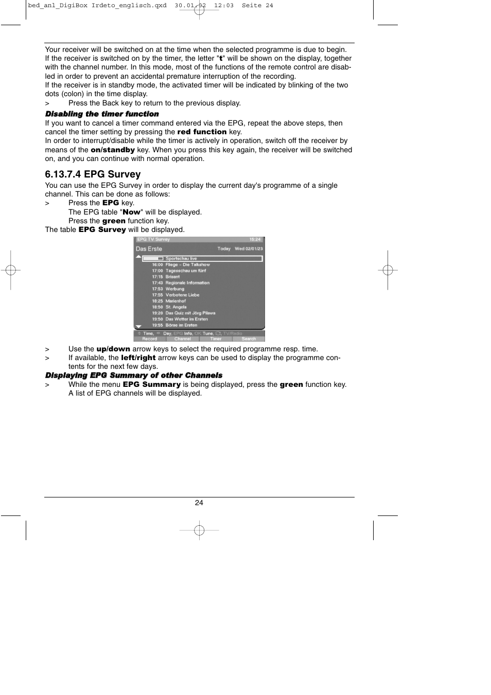 4 epg survey | TechniSat DigiBox IRDETO Integrated IRDETO User Manual | Page 24 / 46