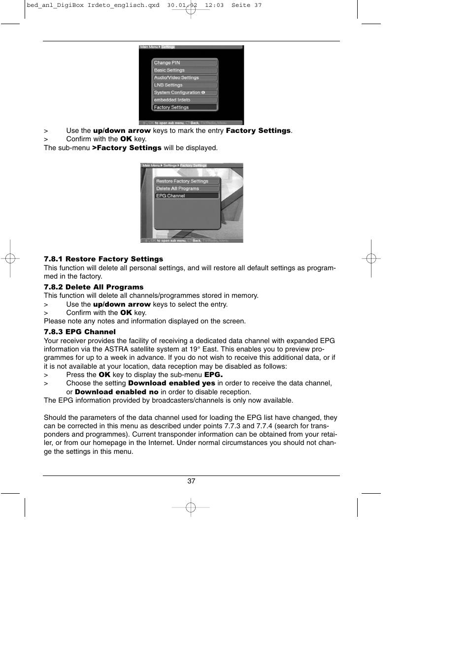 TechniSat DigiBox IRDETO Integrated IRDETO User Manual | Page 37 / 46