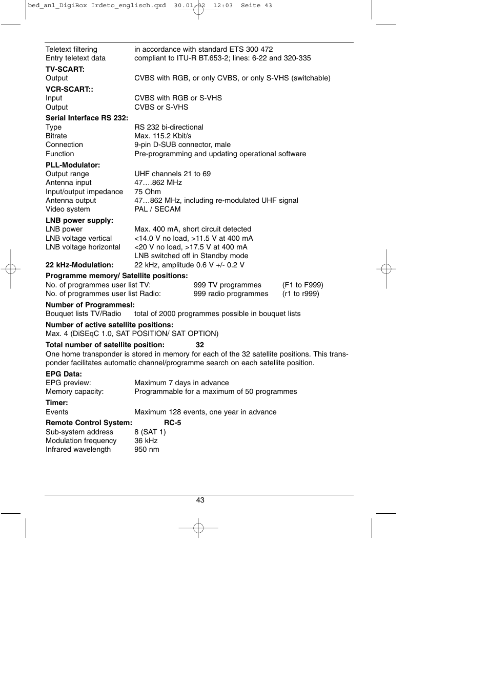TechniSat DigiBox IRDETO Integrated IRDETO User Manual | Page 43 / 46