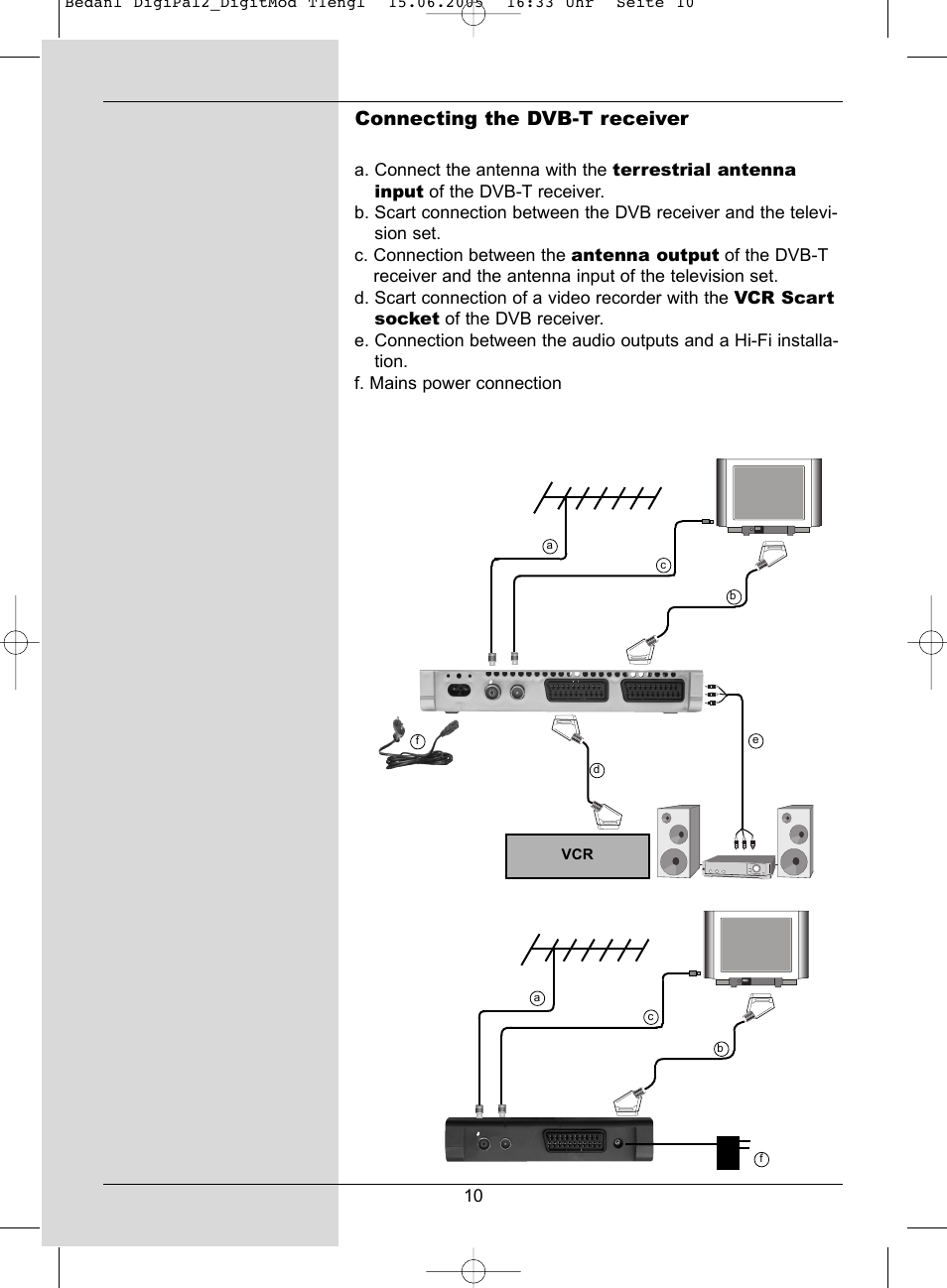 Connecting the dvb-t receiver | TechniSat DigiPal 2 User Manual | Page 10 / 54