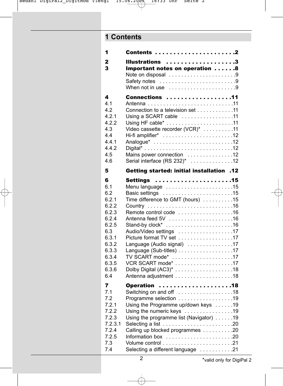 1 contents | TechniSat DigiPal 2 User Manual | Page 2 / 54