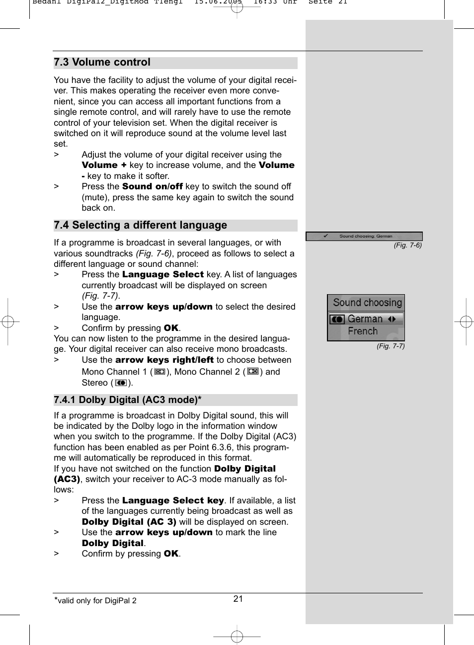 3 volume control, 4 selecting a different language | TechniSat DigiPal 2 User Manual | Page 21 / 54