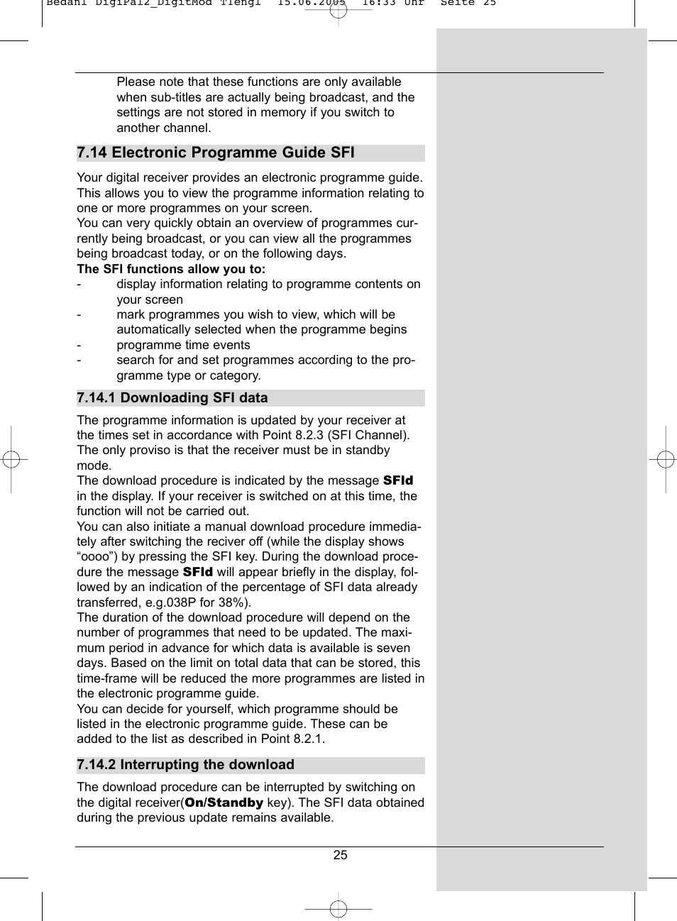 14 electronic programme guide sfi | TechniSat DigiPal 2 User Manual | Page 25 / 54