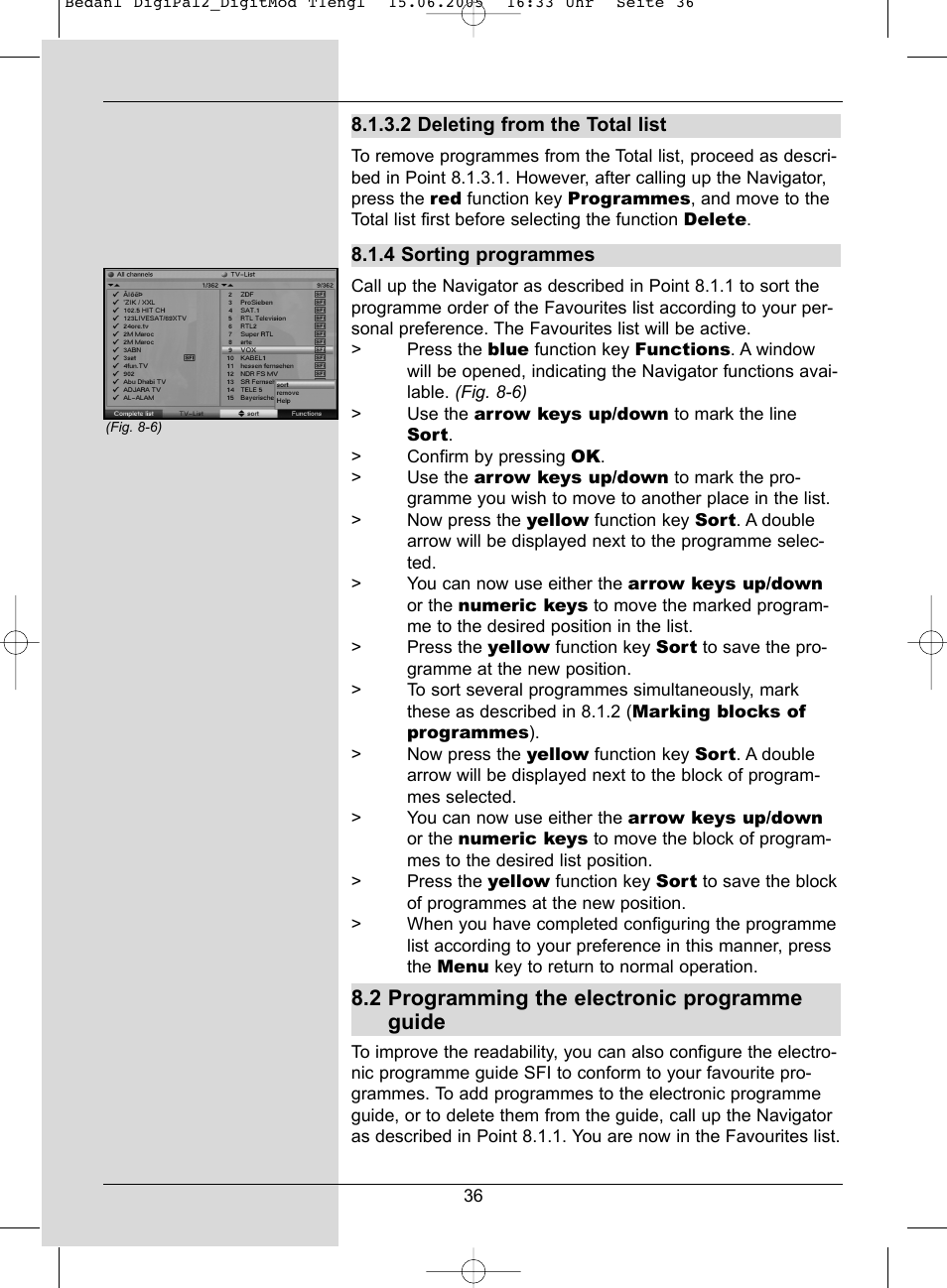 2 programming the electronic programme guide | TechniSat DigiPal 2 User Manual | Page 36 / 54