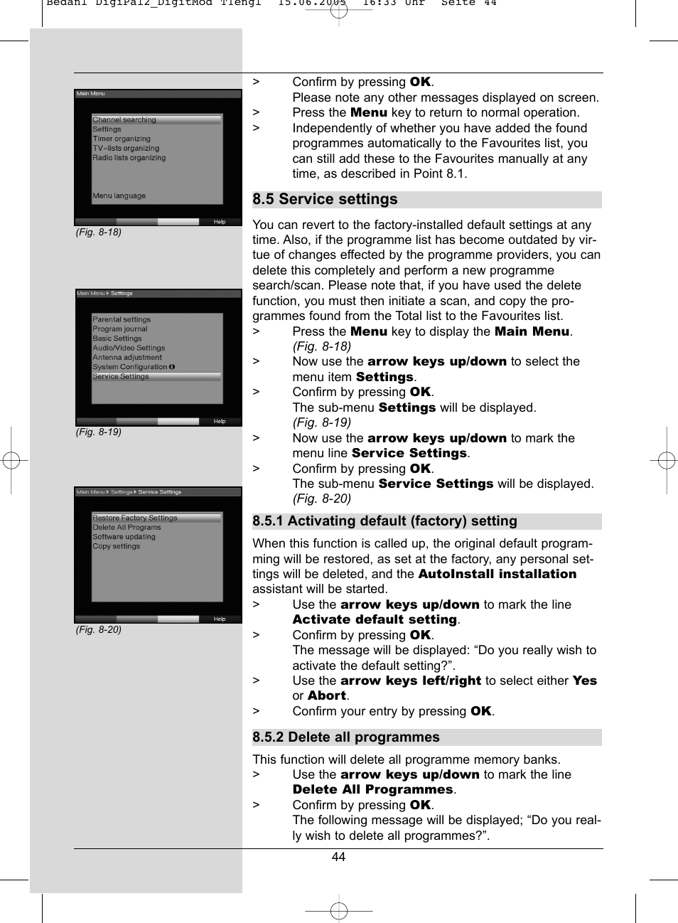5 service settings | TechniSat DigiPal 2 User Manual | Page 44 / 54