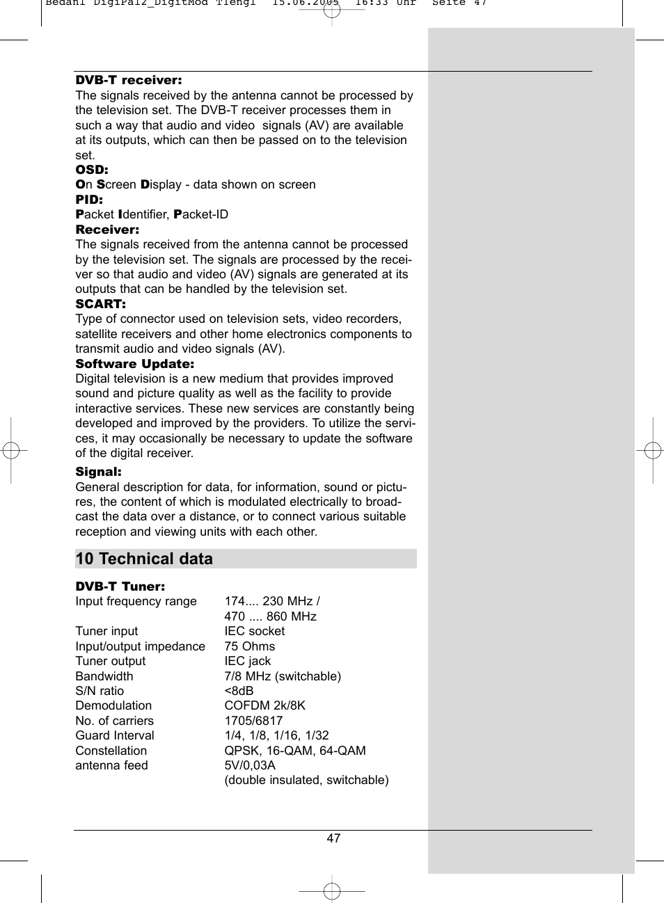 10 technical data | TechniSat DigiPal 2 User Manual | Page 47 / 54