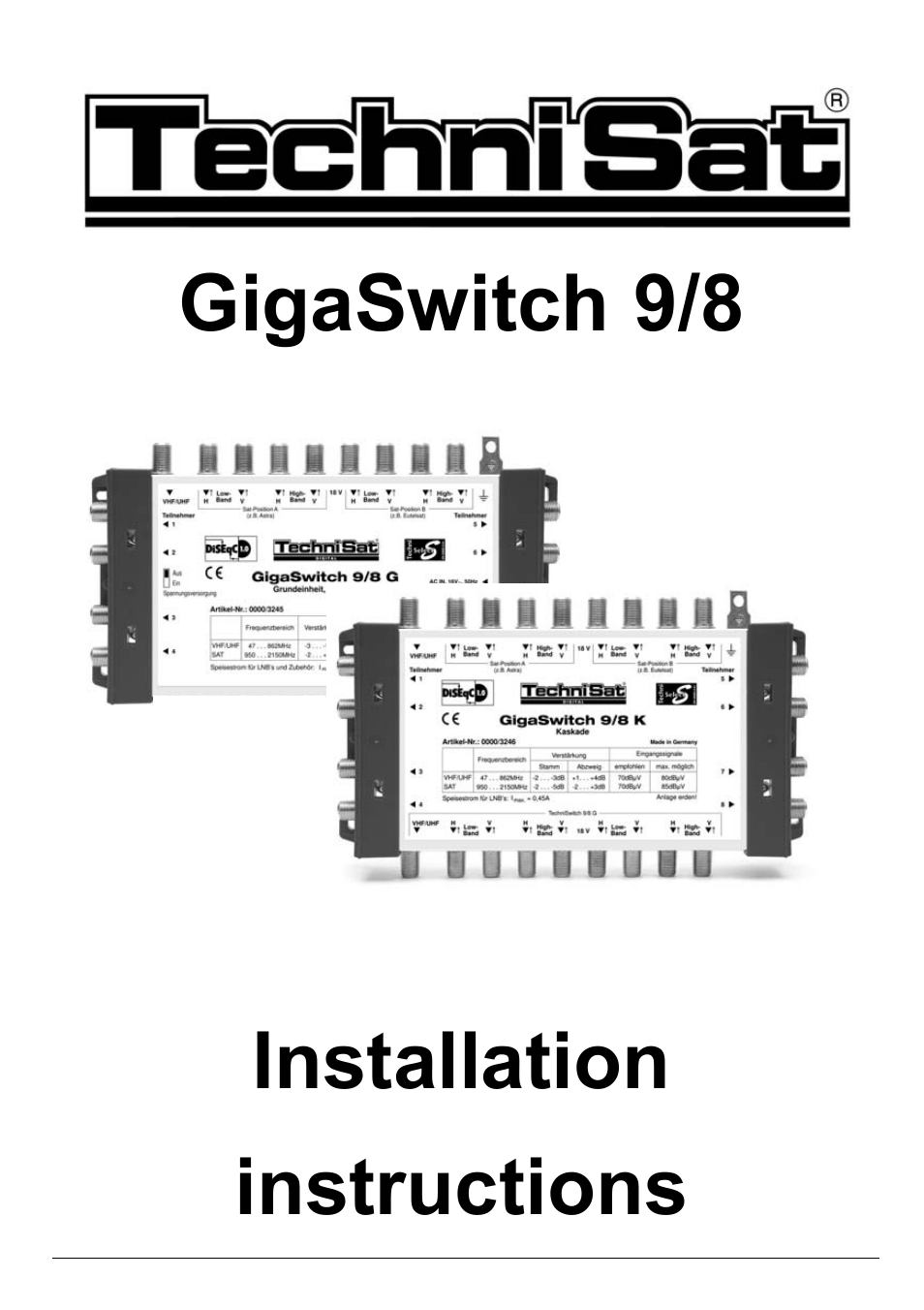 TechniSat GigaSwitch 9/8 User Manual | 8 pages