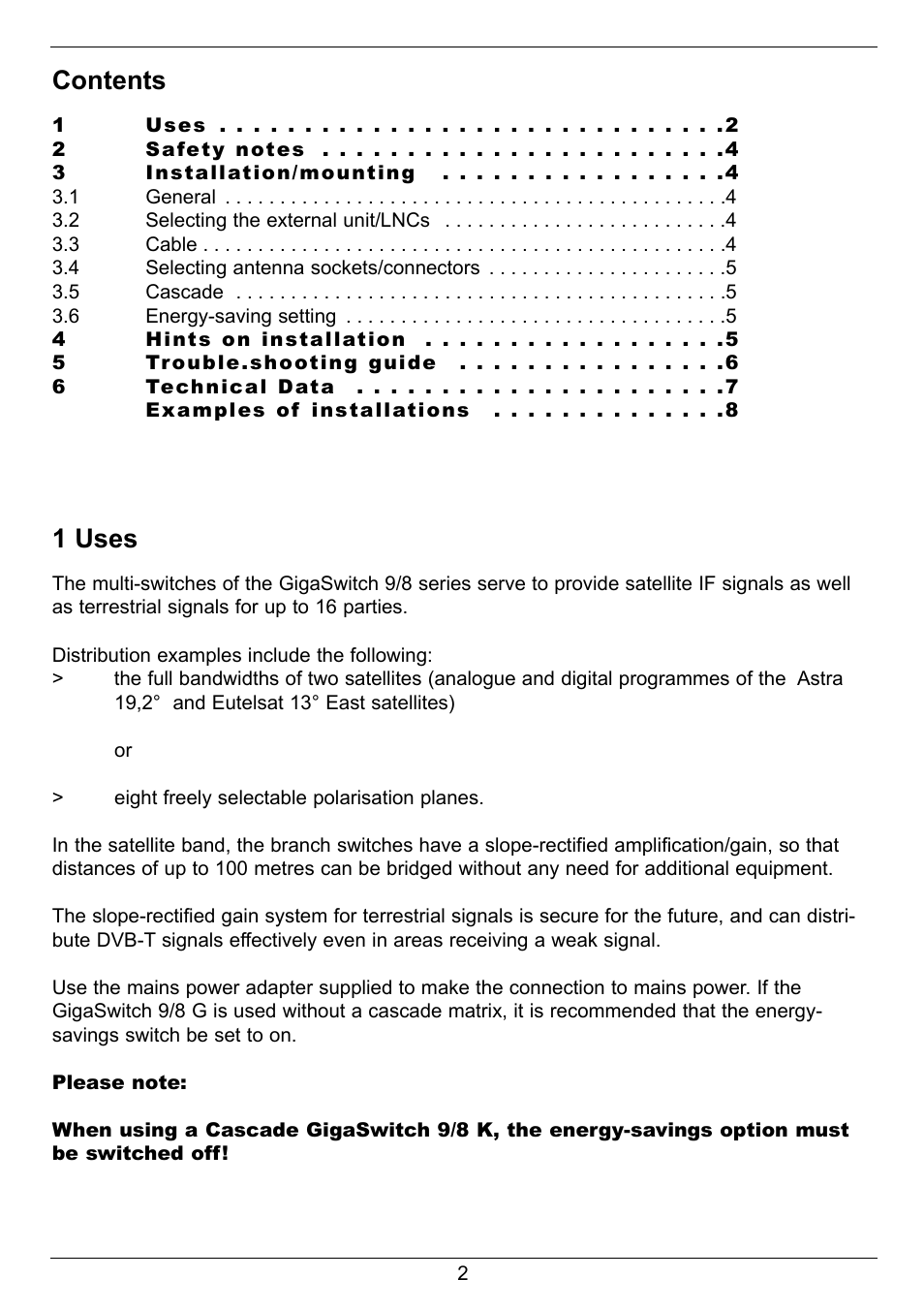 TechniSat GigaSwitch 9/8 User Manual | Page 2 / 8
