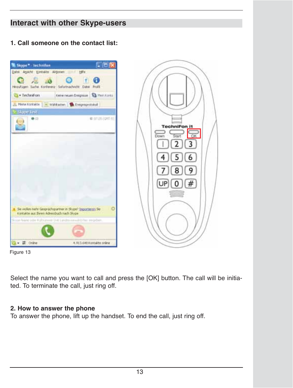 Interact with other skype-users | TechniSat i1 User Manual | Page 13 / 16
