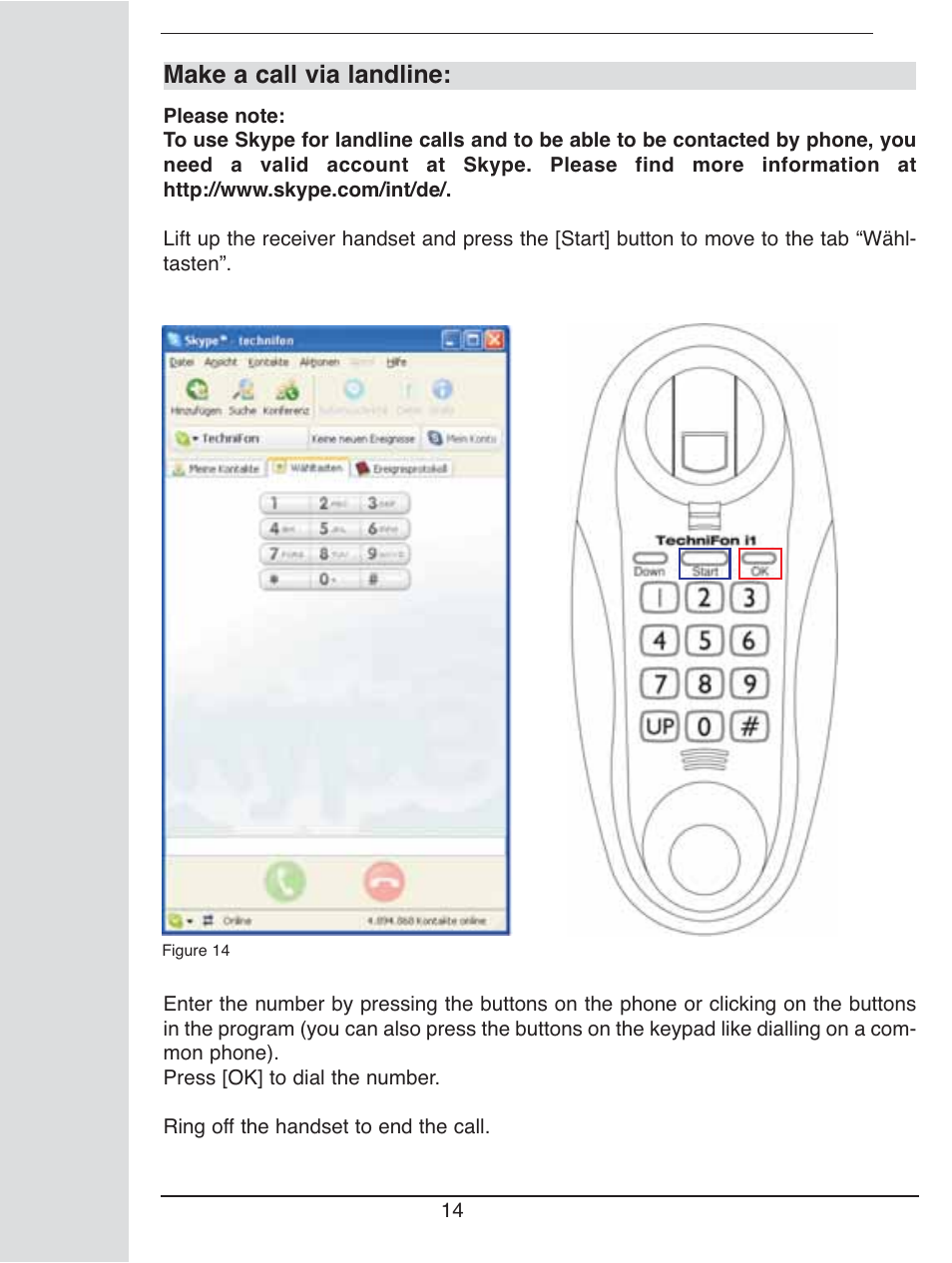 Make a call via landline | TechniSat i1 User Manual | Page 14 / 16