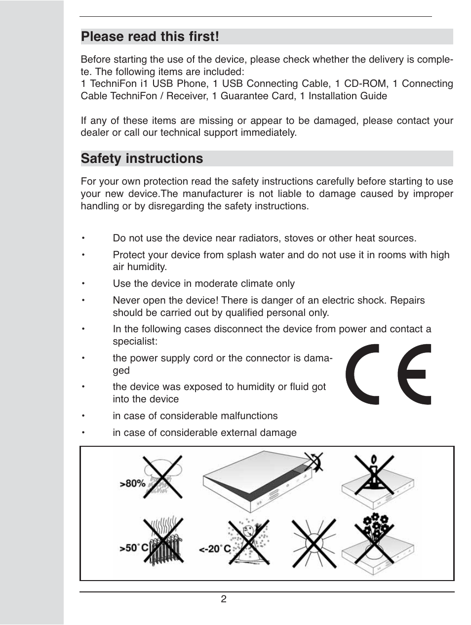 Please read this first, Safety instructions | TechniSat i1 User Manual | Page 2 / 16