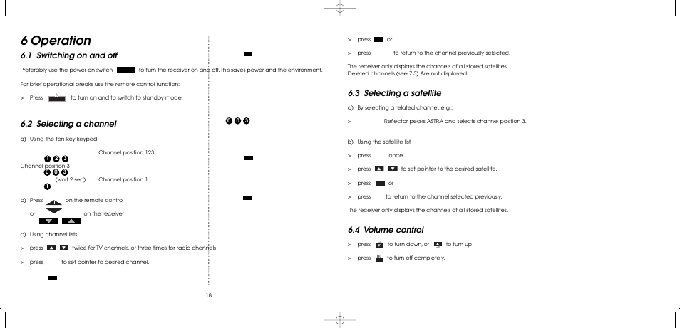 6 operation, 1 switching on and off, 2 selecting a channel | 3 selecting a satellite, 4 volume control | TechniSat MultyFocus User Manual | Page 18 / 48