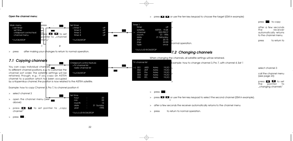 1 copying channels, 2 changing channels | TechniSat MultyFocus User Manual | Page 22 / 48