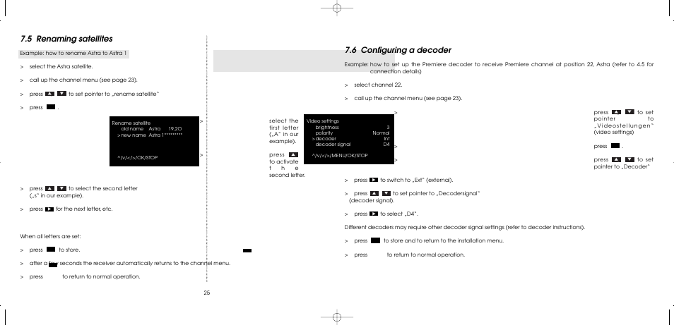 5 renaming satellites, 6 configuring a decoder | TechniSat MultyFocus User Manual | Page 25 / 48