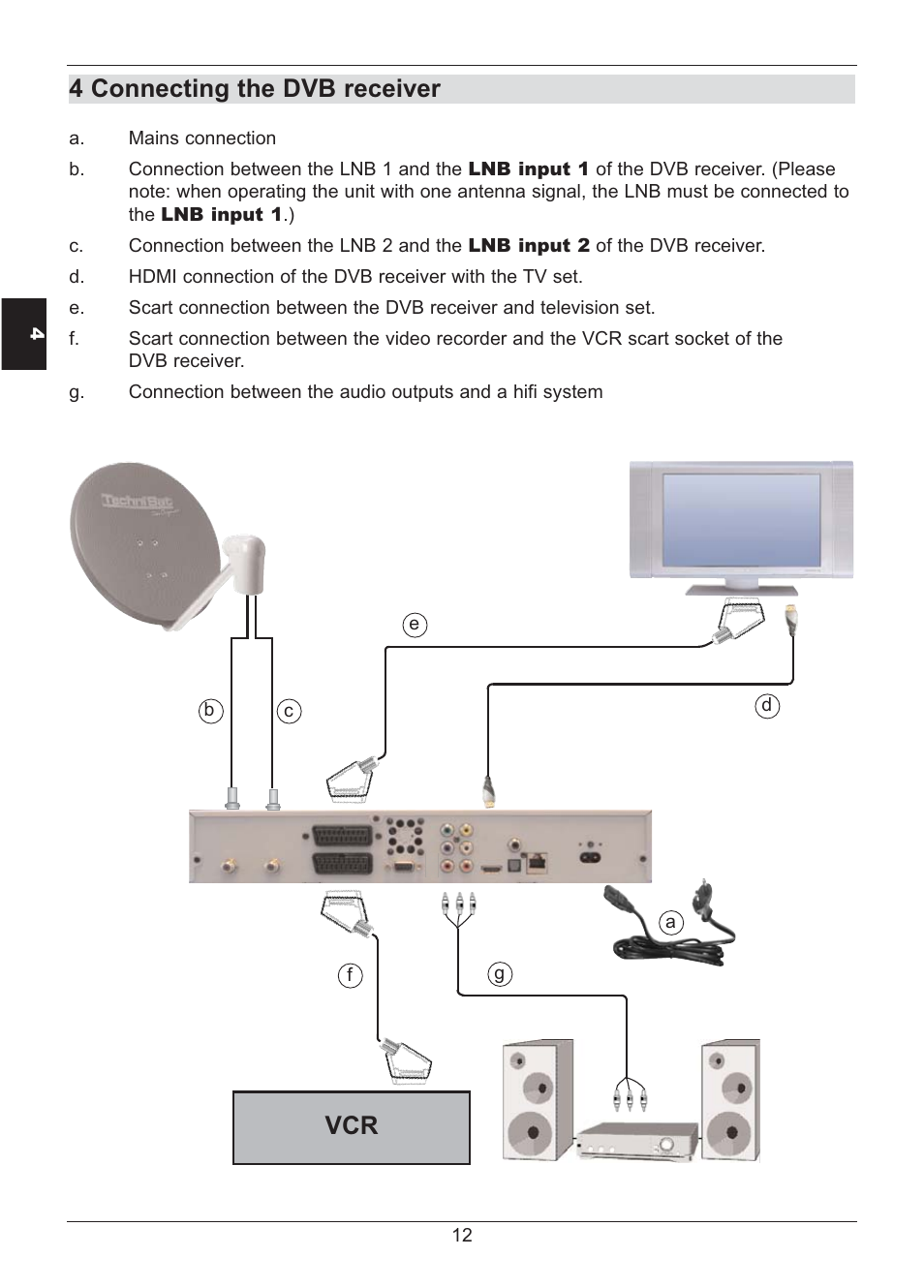 4 connecting the dvb receiver | TechniSat HD S2X User Manual | Page 12 / 92