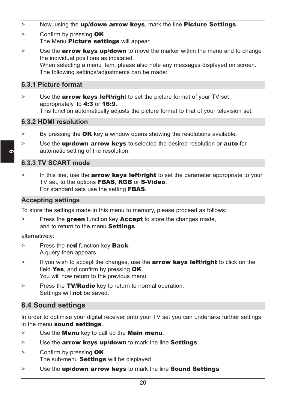 4 sound settings | TechniSat HD S2X User Manual | Page 20 / 92