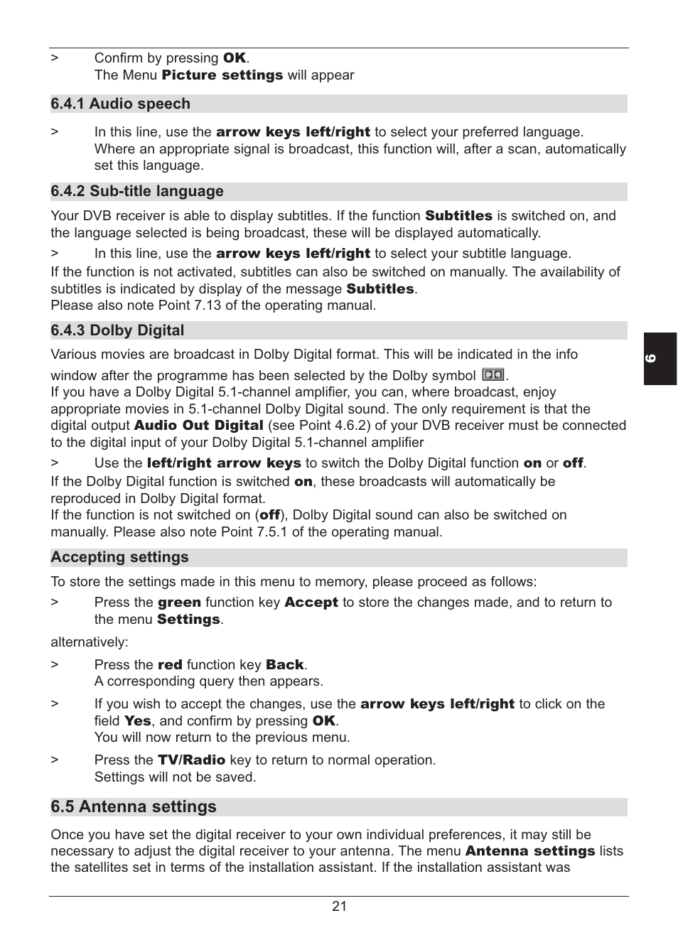 5 antenna settings | TechniSat HD S2X User Manual | Page 21 / 92